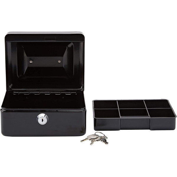 Caisse à monnaie en acier 5 compartiments 15 cm noir Rapesco