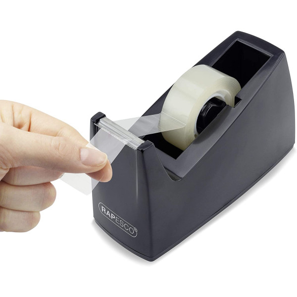 Dévidoir ruban adhésif + 4 rouleaux Rapesco couleur noir