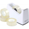 Dévidoir ruban adhésif + 4 rouleaux Rapesco couleur blanc