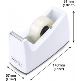Dévidoir ruban adhésif + 4 rouleaux Rapesco couleur blanc