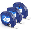 Lot de 3 rubans compatibles pour titreuse Dymo 91201 12mm/4m plastique noir sur blanc