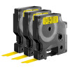 Lot de 3 rubans compatibles pour titreuse Dymo 40918 9mm/7m plastique noir sur jaune