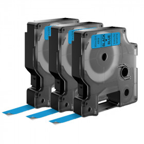 Lot de 3 rubans compatibles pour titreuse Dymo 40916 9mm/7m plastique noir sur bleu