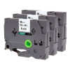 Lot de 3 rubans compatibles pour titreuse Brother TZE-241 18mm/8m plastique noir sur blanc