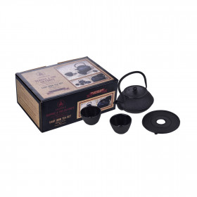 Service à thé en fonte noire coffret 1 théière et 2 tasses Laguiole