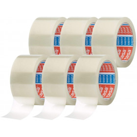 Lot de 6 rubans Emballage Transparent PP 66M X 50mm Tesa