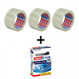 Lot de 3 rubans emballage adhésif transparent Tesa + 1 ruban adhésif invisible
