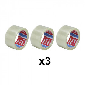 Lot de 3 rubans emballage adhésif transparent Tesa 66m x 50mm