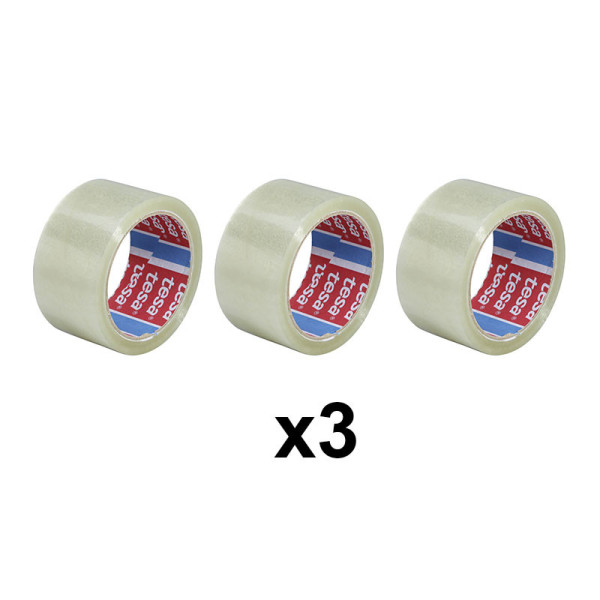 Lot de 3 rubans emballage adhésif transparent Tesa 66m x 50mm