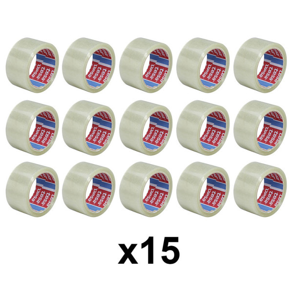 Lot de 15 rubans emballage adhésif transparent Tesa 66m x 50mm