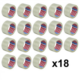Lot de 18 rubans emballage adhésif transparent Tesa 66m x 50mm