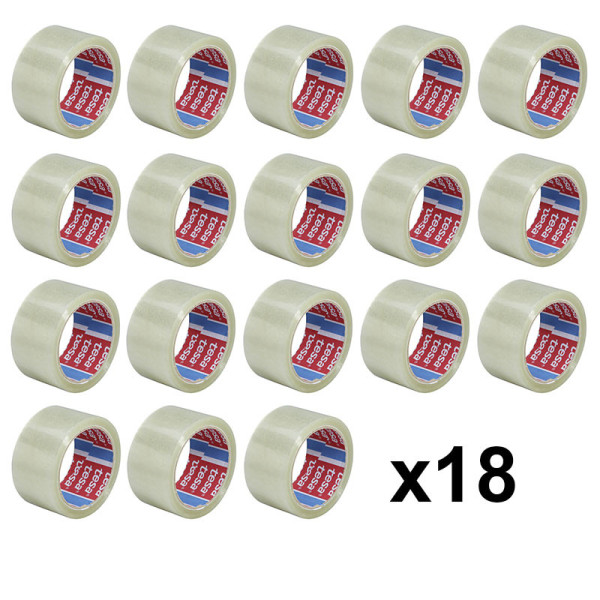 Lot de 18 rubans emballage adhésif transparent Tesa 66m x 50mm