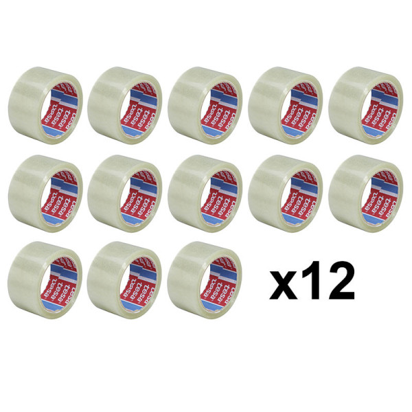 Lot de 12 rubans emballage adhésif transparent Tesa 66m x 50mm