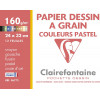 Papier dessin à grain Clairefontaine couleurs pastel 24x32 cm 160g