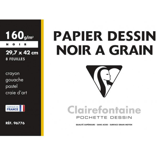 Papier dessin à grain Clairefontaine noir A3 29,7x42 cm 160g