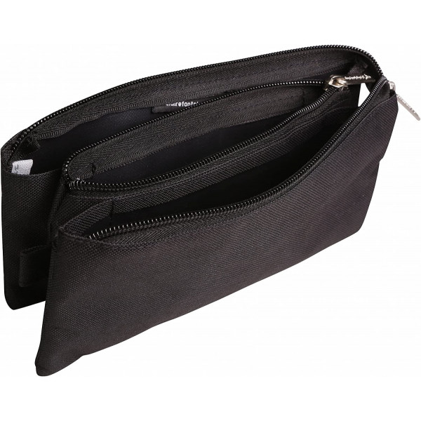 Trousse plate 3 compartiments 22 x 2 x 10 cm noir Clairefontaine
