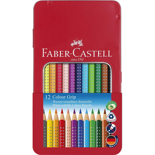 Boîte métal de 12 crayons de couleur Colour Grip Faber-Castel