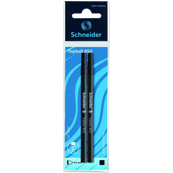 Lot de 2 recharges stylo roller Topball 850 0,5mm noir