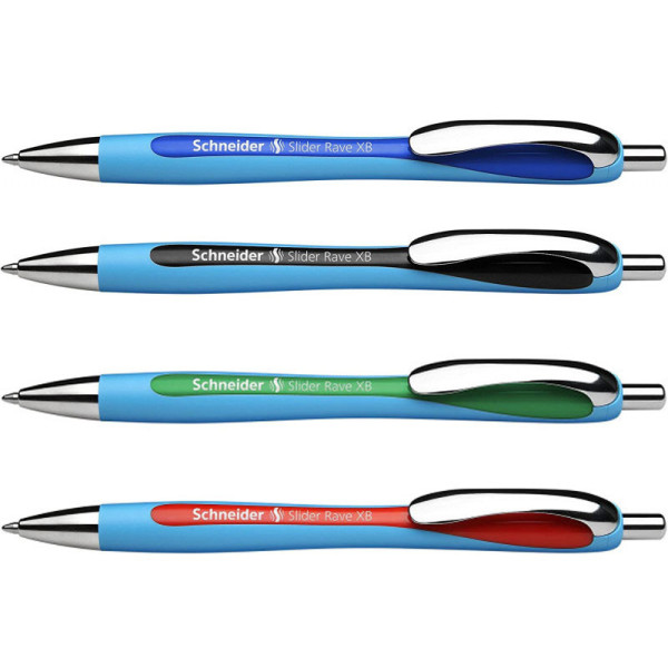 Lot de 4 stylos À Bille Slider Rave Schneider assortiment