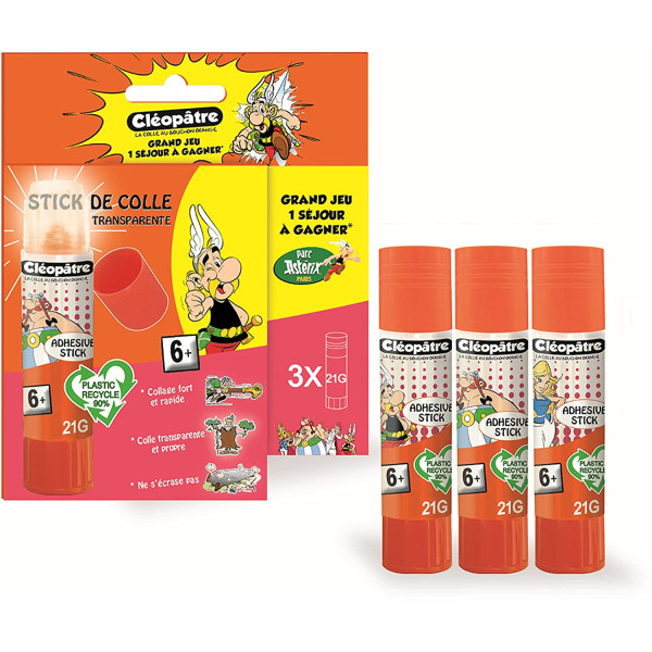 Lot de 3 bâtons de colle blanche Cléostick Cléopâtre 8g