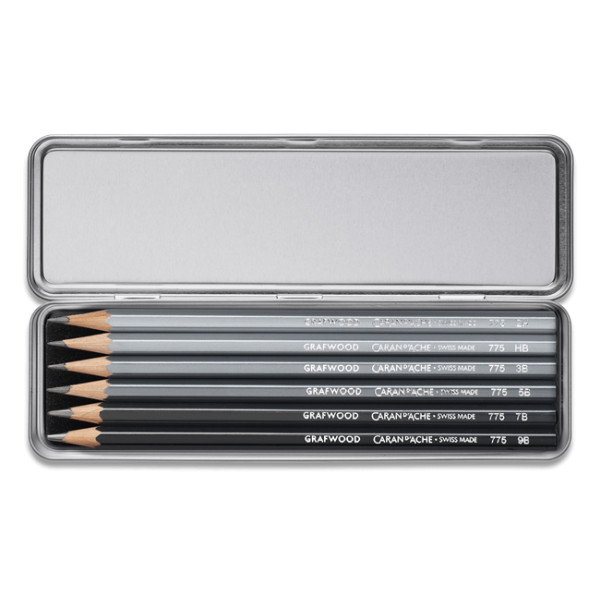 Boîte de 6 crayons graphite Graphite Line Caran d'Ache assortiment graduations