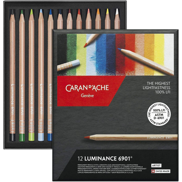 Boîte de 12 crayons de couleur Luminance 6901 Caran d'Ache