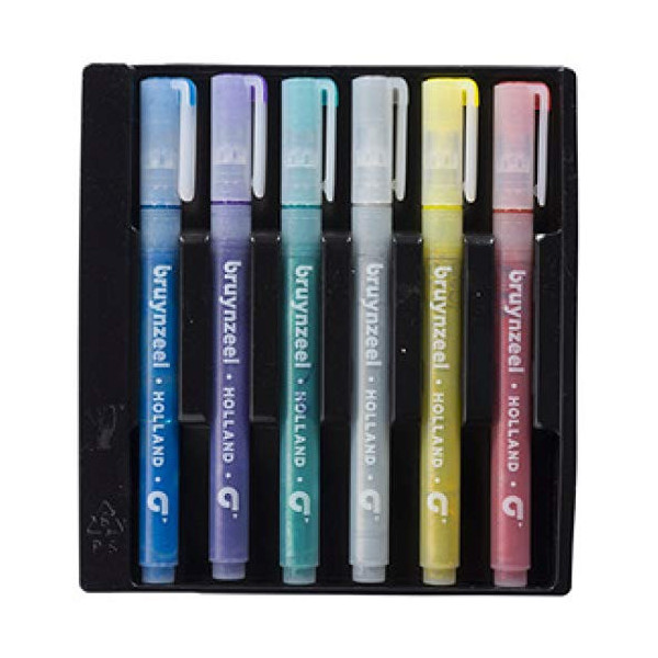 Lot de 6 feutres à paillettes Bruynzeel assortiment couleur