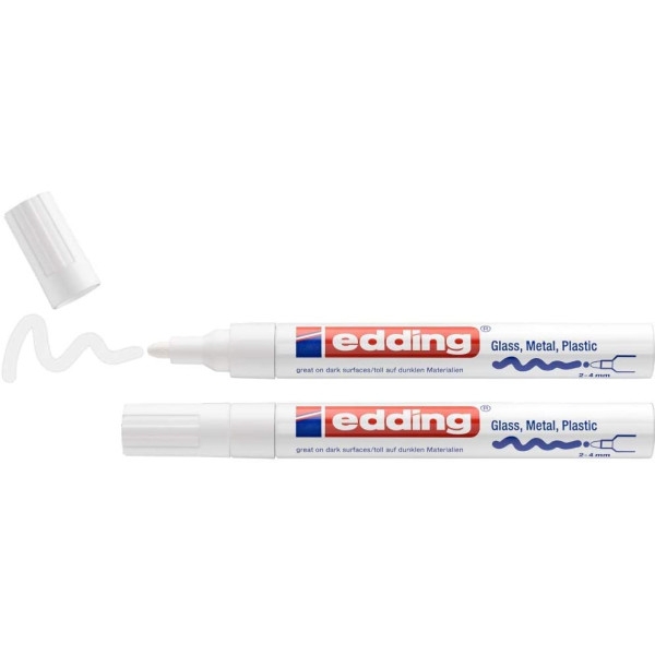 Lot de 2 marqueurs peinture brillante Edding 750 blanc