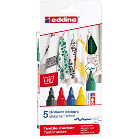 Lot de 5 marqueurs pour textiles Edding 4500 assortiment couleurs