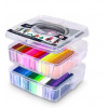 Coffret pâte polymère Qbix 36 barrettes + outils de sculpture + boîte de rangement