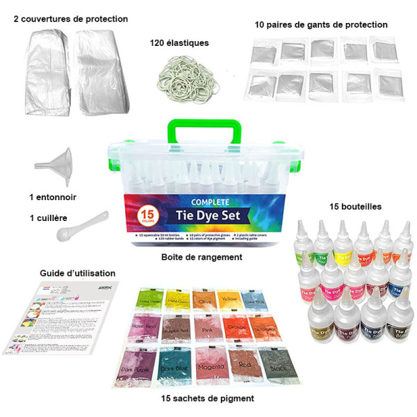 Kit Tie Dye de teinture textile et vêtement Qbix