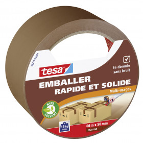 Rouleau adhésif emballage havane 66m x 50mm Tesa