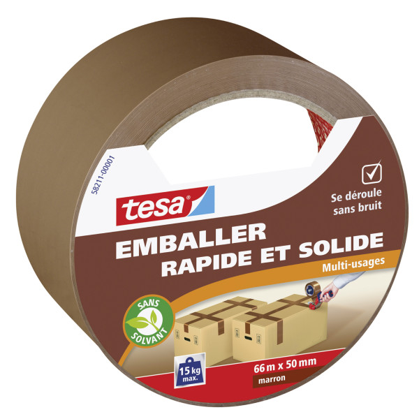 Rouleau adhésif emballage havane 66m x 50mm Tesa