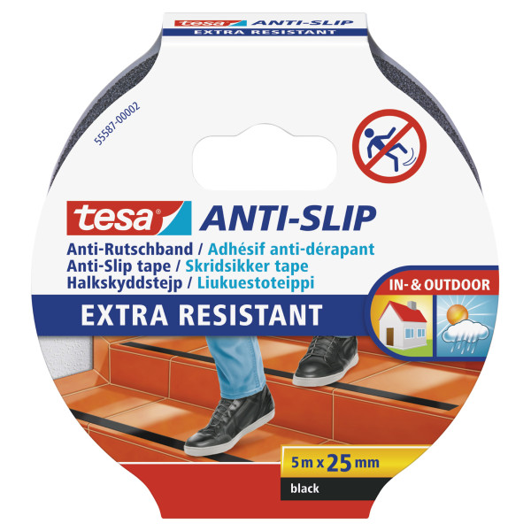 Adhésif de sol antidérapant Tesa escaliers et marches noir 5m x 25mm