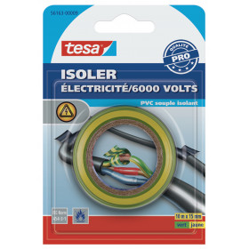 Adhésif isolant électricité Tesa PVC souple isolant vert/jaune 10m x 15mm