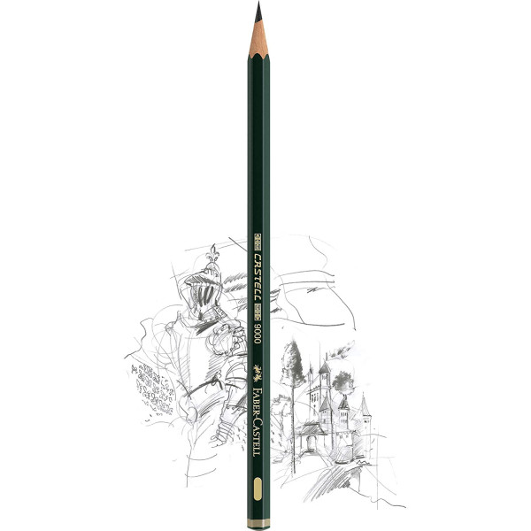 Boîte métal de 12 crayons graphite Castell 9000 Faber-Castell