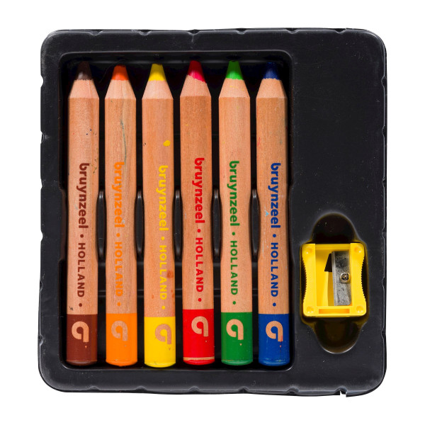 Etui de 6 crayons de couleur tendres Bruynzeel pour enfants dès 3 ans