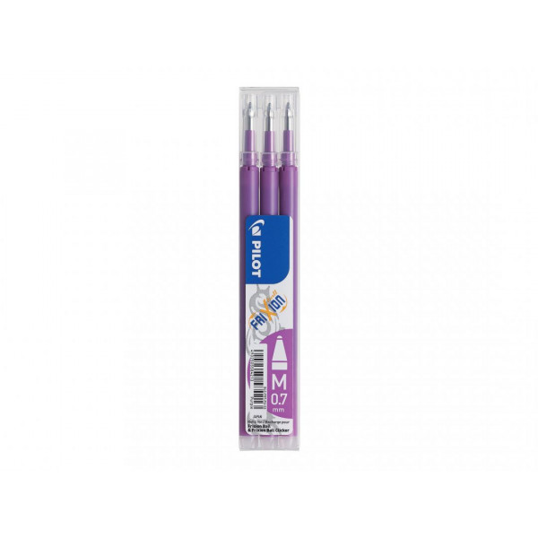 Lot de 3 recharges FriXion pointe moyenne 0,7mm pourpre Pilot