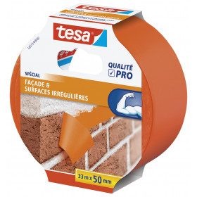 Ruban de masquage en PVC façades et surfaces irrégulières Tesa 33m x 50mm orange