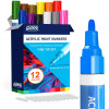 Etui de 12 marqueurs de peinture acrylique pointe fine Qbix