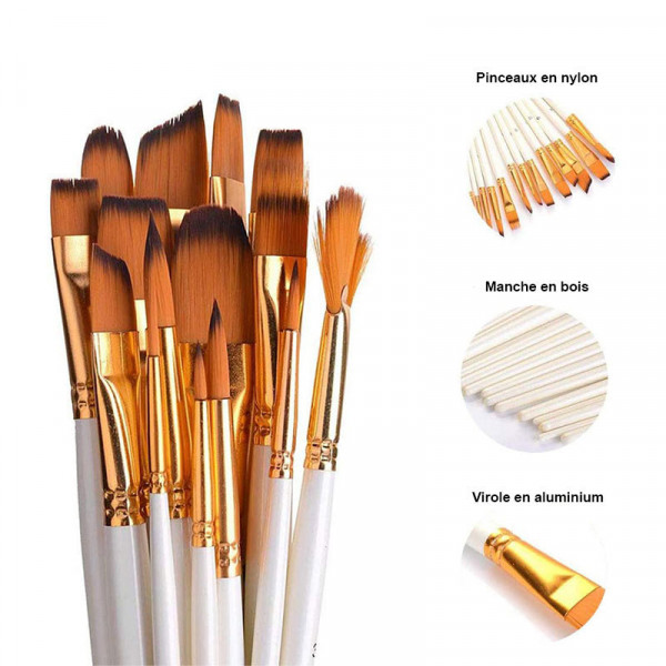 Pochette de pinceaux, spatules et éponges pour la peinture artistique Qbix