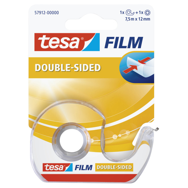 Dévidoir ruban adhésif double face transparent Tesa 7,5m x 12mm