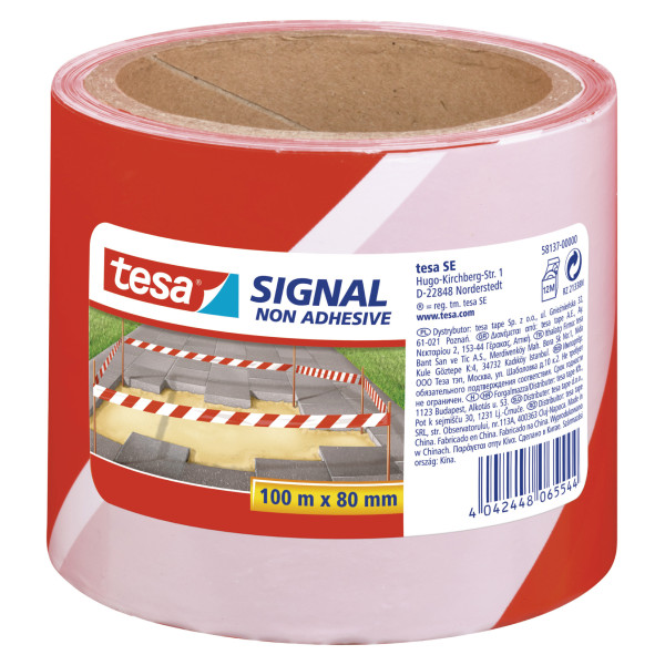 Rouleau rubalise marquage de zones Tesa rayures rouge blanc