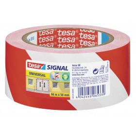 Rouleau rubalise adhésif marquage de zones Tesa rayures rouge blanc