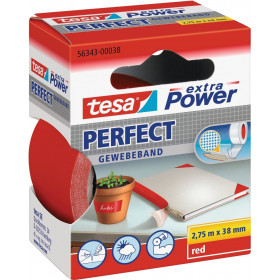 Ruban adhésif toilé réparation fixation Tesa Power Effect 2,75m x 38mm rouge
