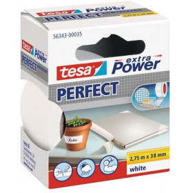 Ruban adhésif toilé réparation fixation Tesa Power Effect 2,75m x 38mm blanc