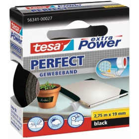 Ruban adhésif toilé réparation fixation Tesa Power Effect 2,75m x 19mm noir