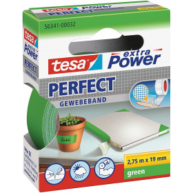 Ruban adhésif toilé réparation fixation Tesa Power Effect 2,75m x 19mm vert