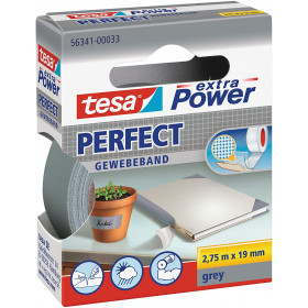 Ruban adhésif toilé réparation fixation Tesa Power Effect 2,75m x 19mm gris