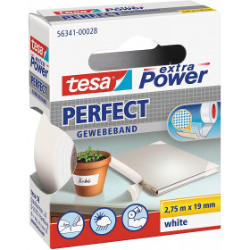 Ruban adhésif toilé réparation fixation Tesa Power Effect 2,75m x 19mm blanc